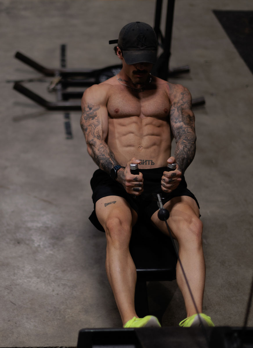 The coach is showing his muscle.
