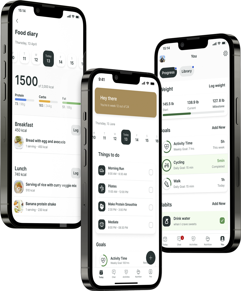 A mockup of the coaching app showcasing the features.